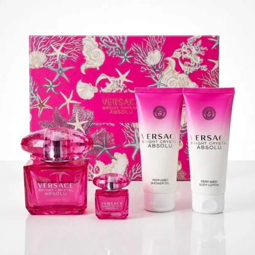 Bright Crystal Absolu Versace Set 3.0oz Edp + 5ml Mini + Lotion + Gel