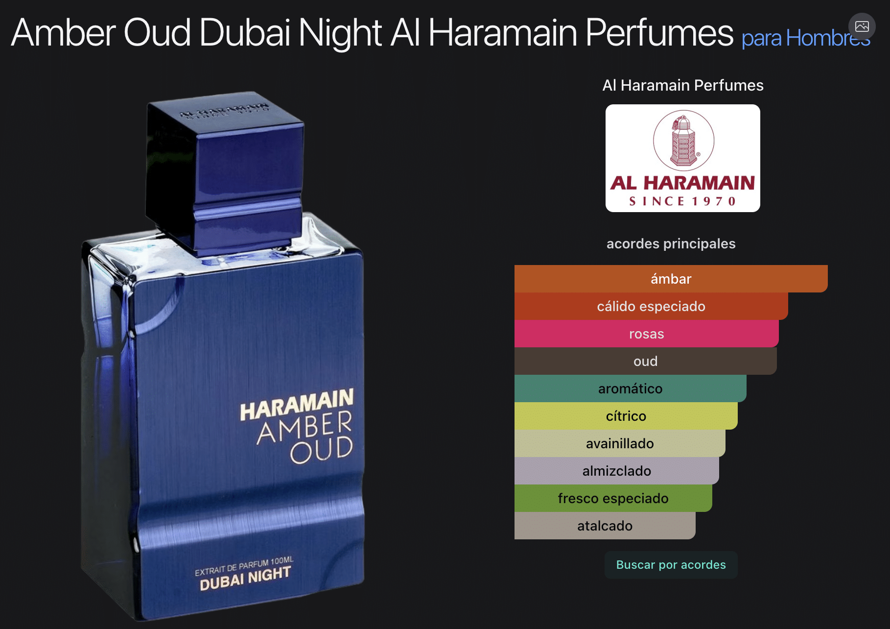 Amber Oud Dubai Night 3.33oz Extrait de Parfum By Al Haramain - Imagen 2