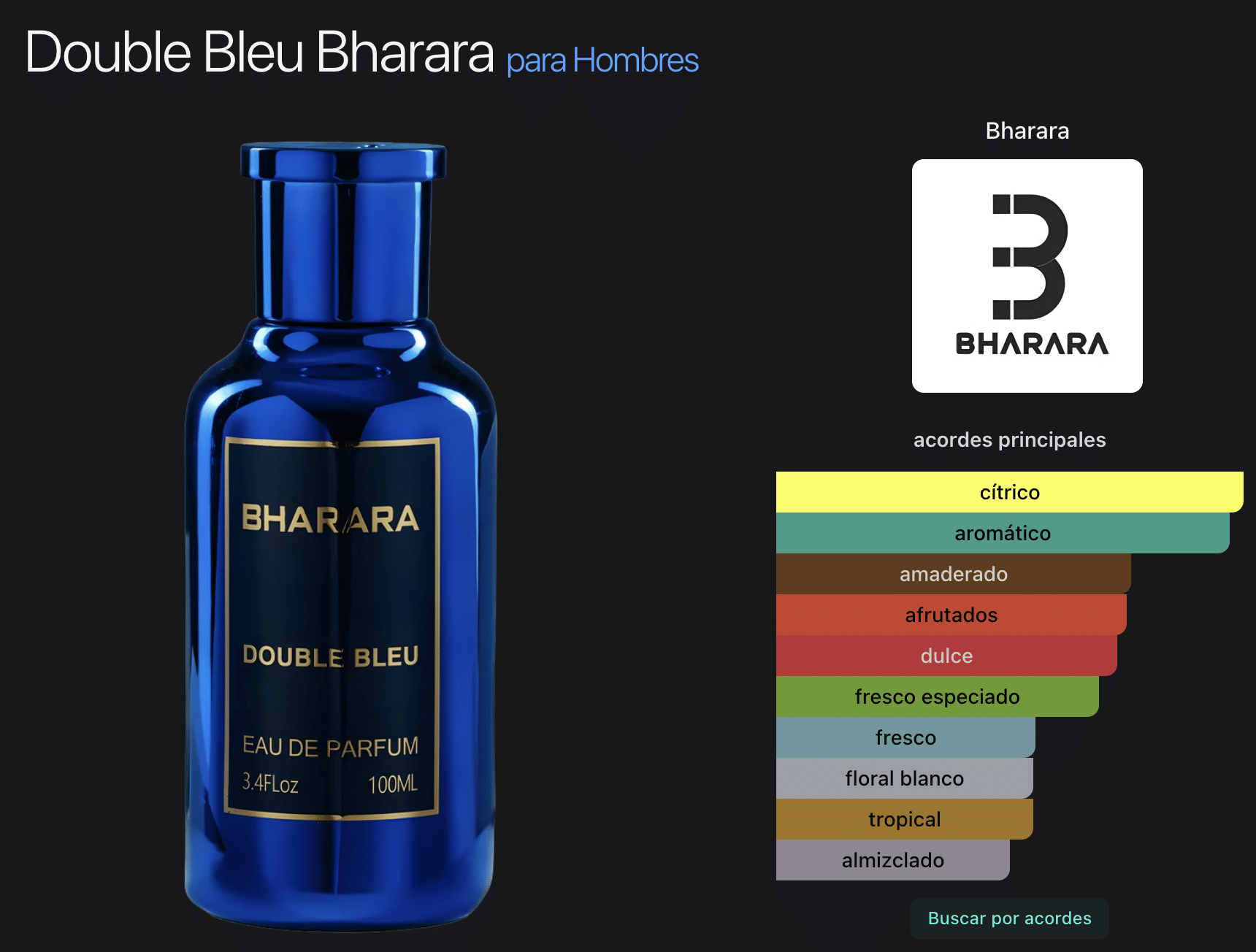 Bharara Double Bleu Pour Homme 3.4oz Edp for Men - Imagen 2