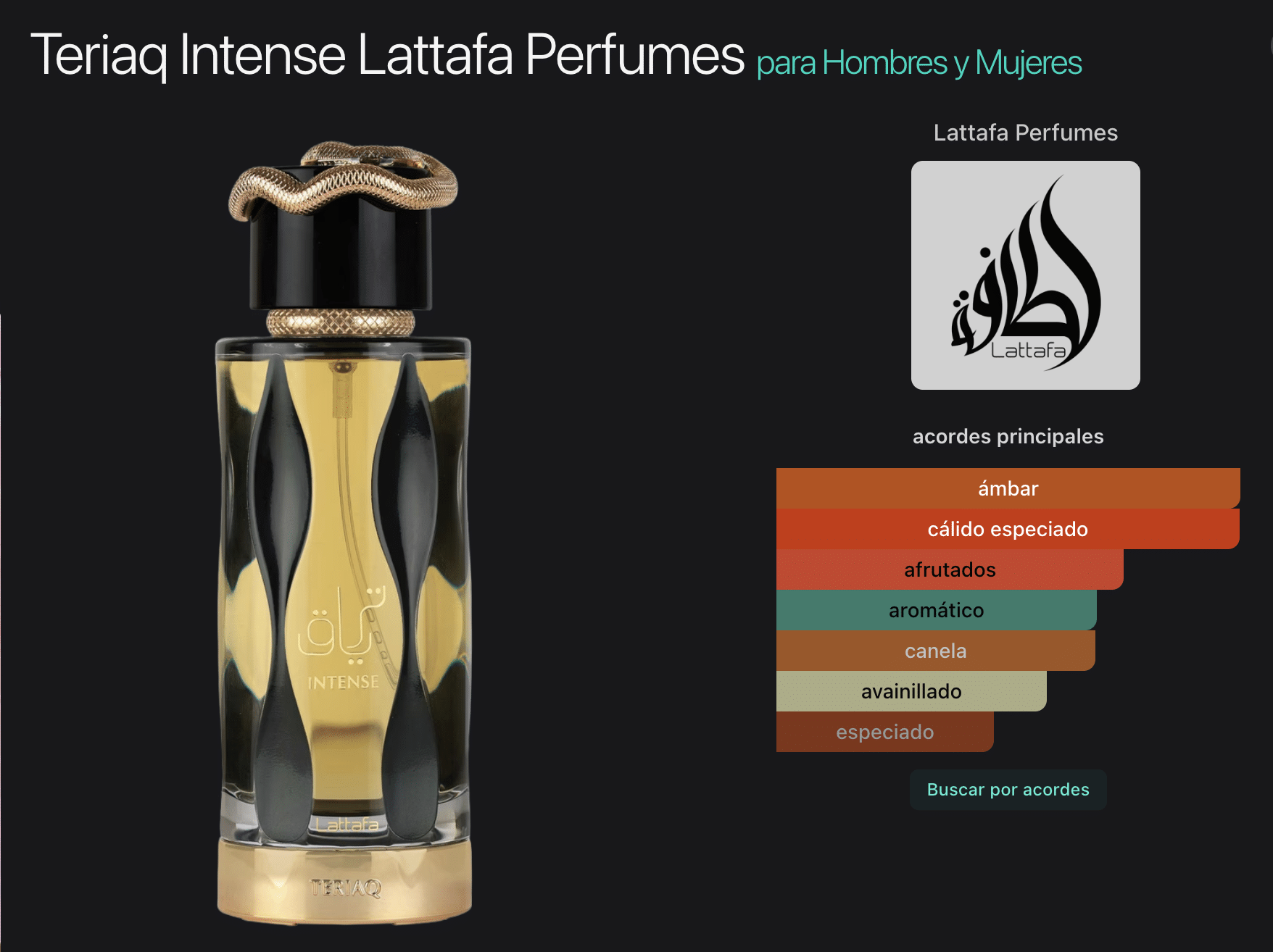 Teriaq Intense 3.4oz Eau de Parfum - Imagen 2