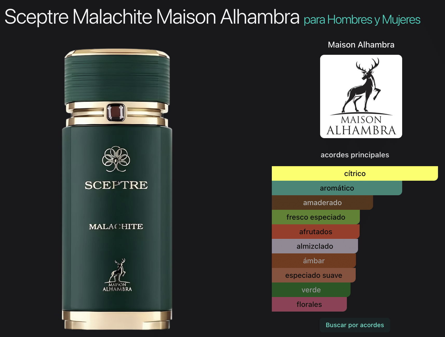 Sceptre Malachite 3.4oz Edp By Maison Alhambra - Imagen 2