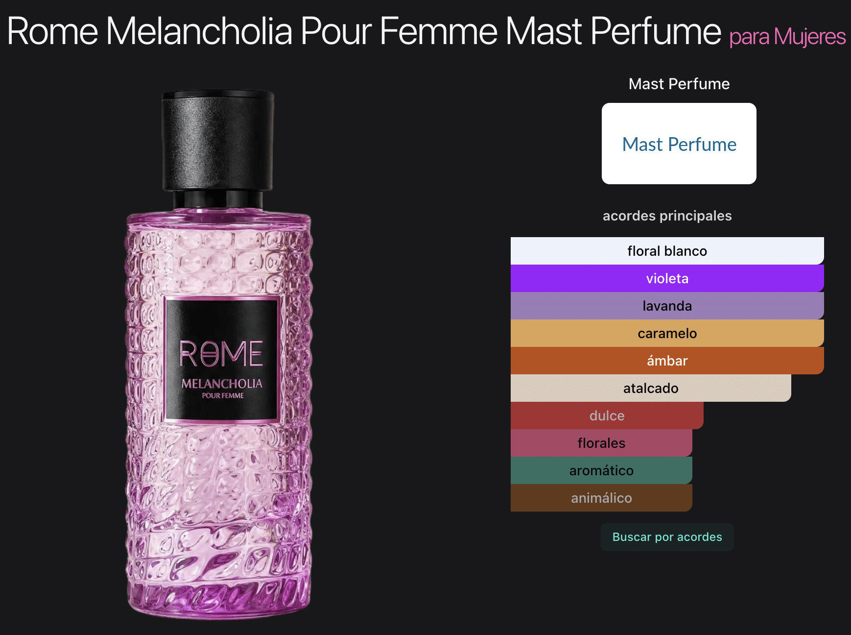 Rome Melancholia Femme 3.4oz Edp By Bharara Mast Perfume - Imagen 2