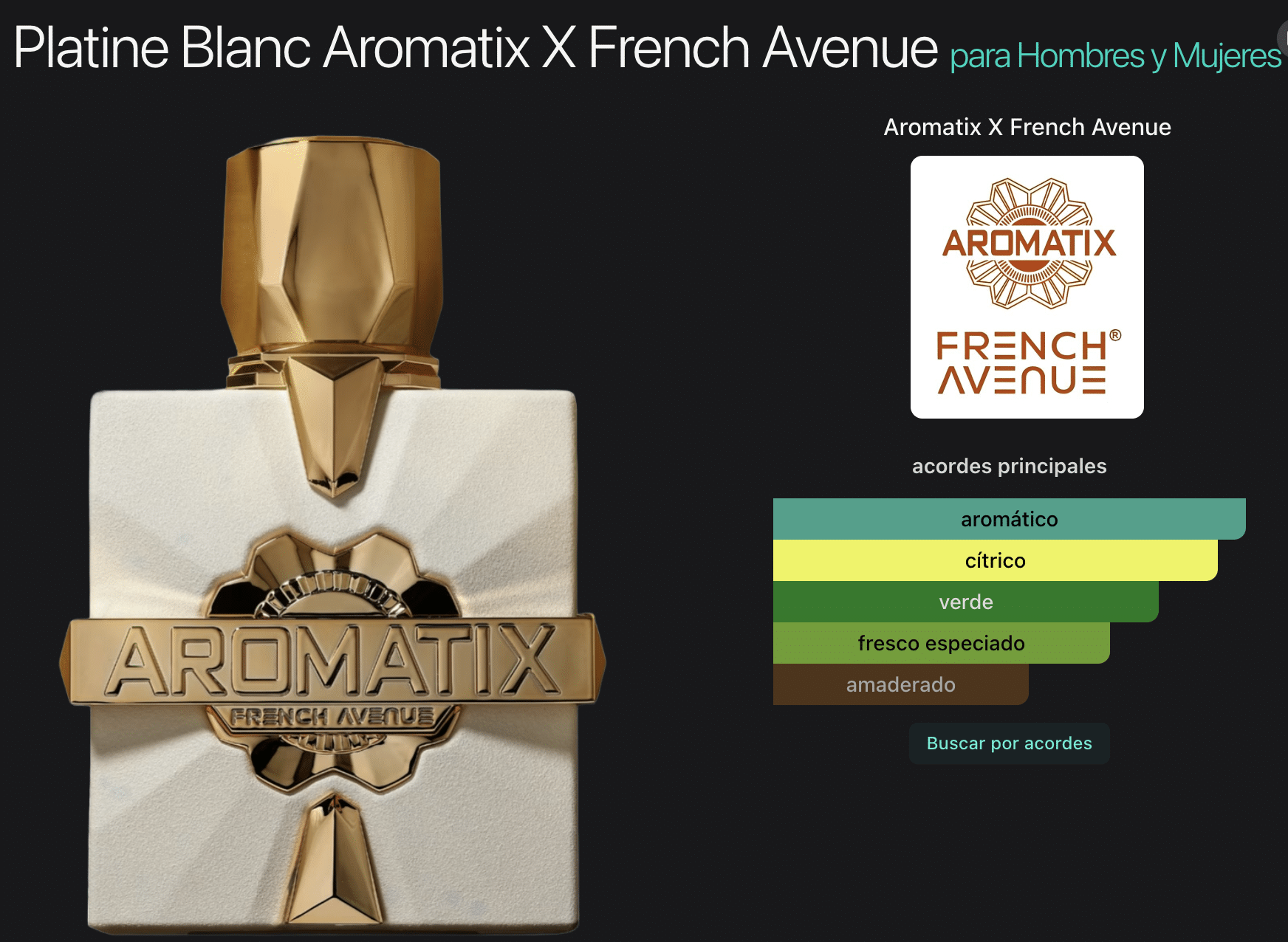 Platin Blanc Aromatix X 3.4oz Extrait de Parfum by French Avenue - Imagen 2