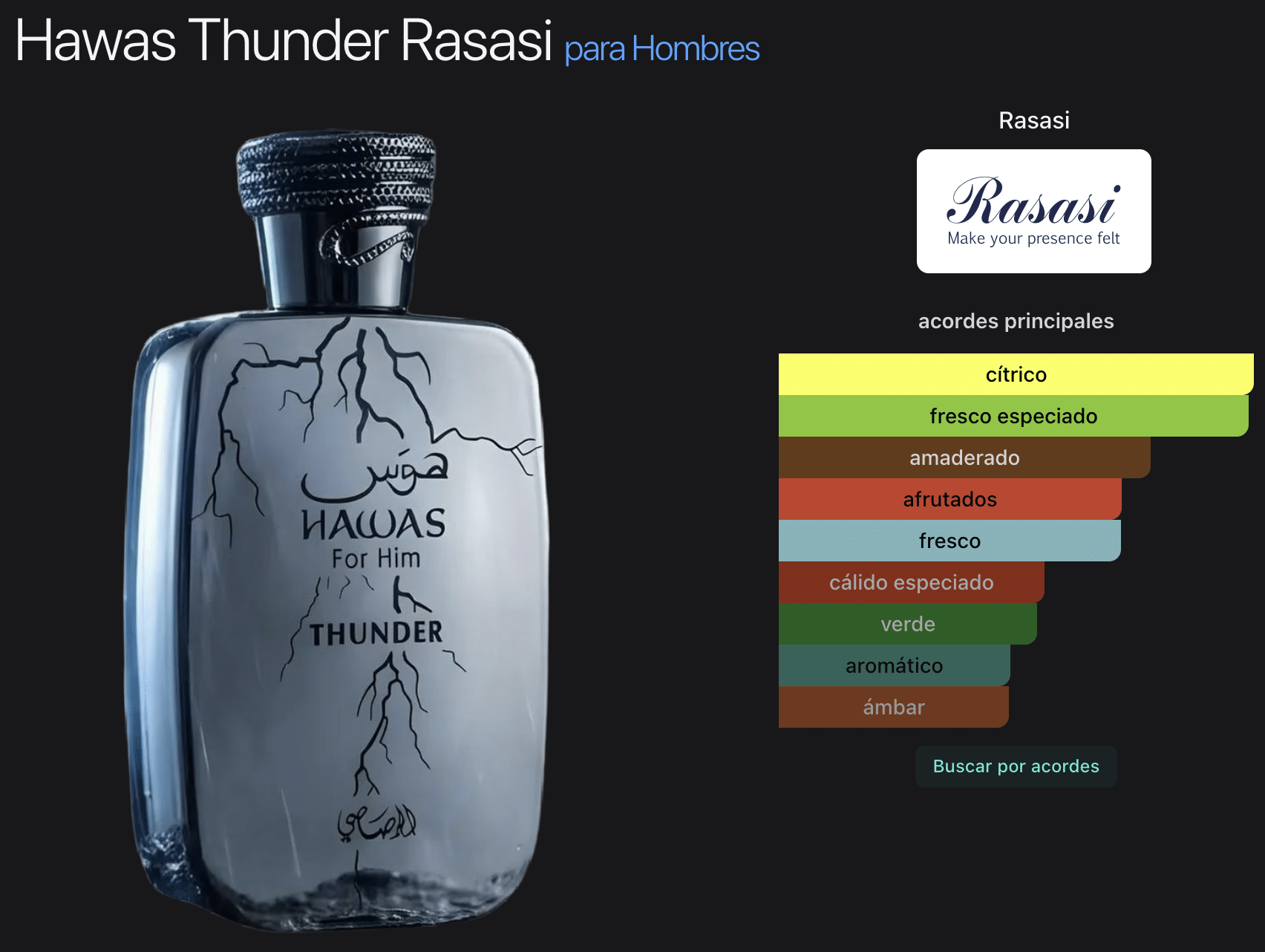 Hawas Thunder 3.4oz Edp - Imagen 2