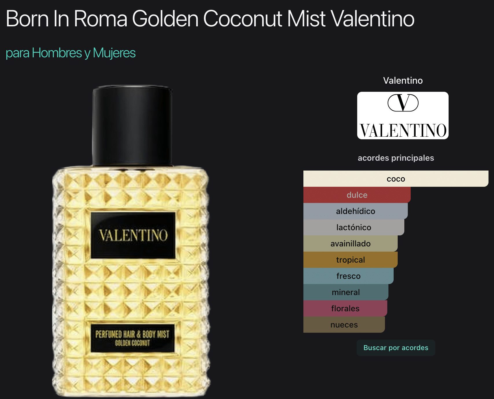 Born in Roma Golden Coconut Limited Edition Hair and Body Mist, 3.4 oz. VALENTINO - Imagen 2
