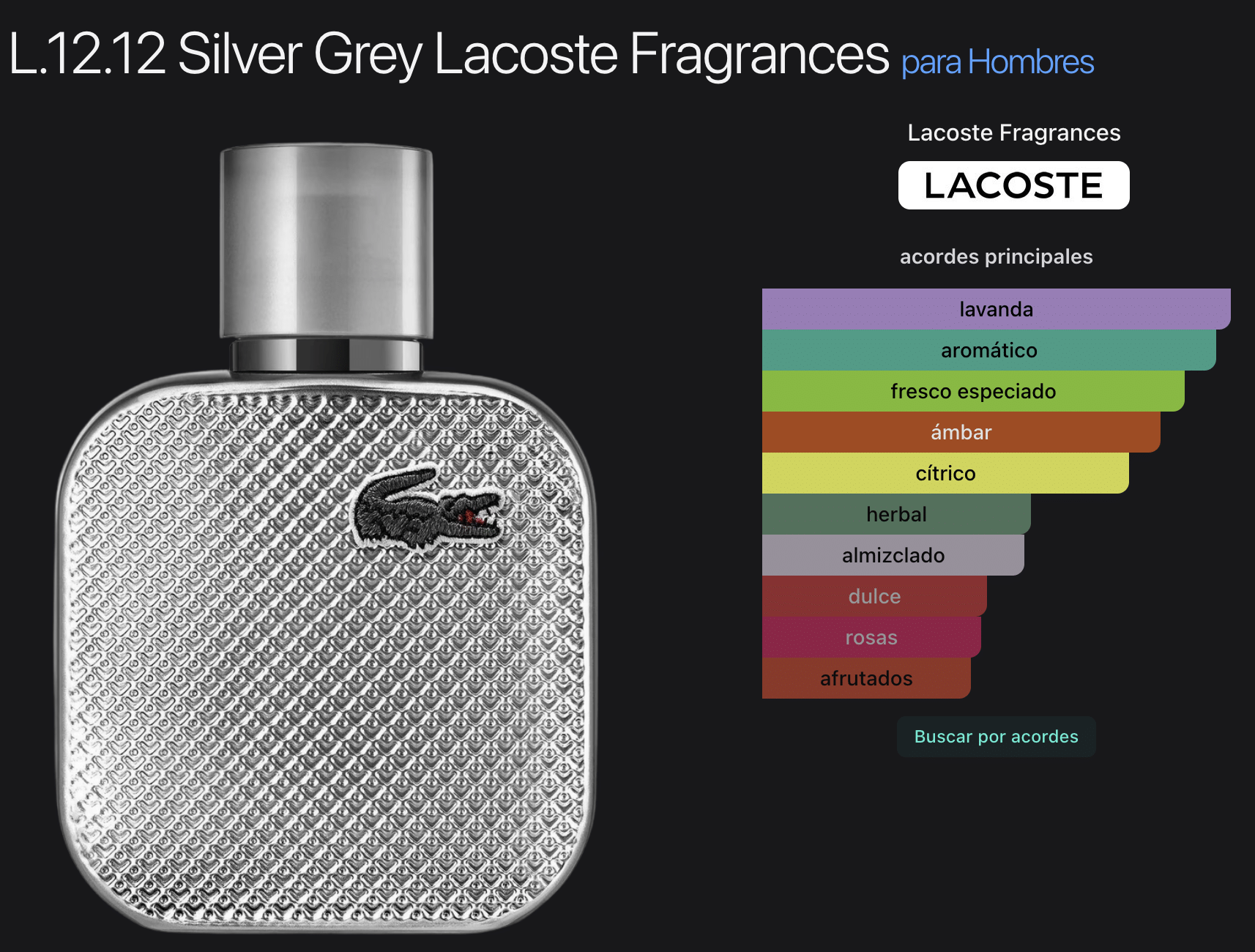 Lacoste Silver Grey 3.4oz Eau de Parfum for Men - Imagen 2