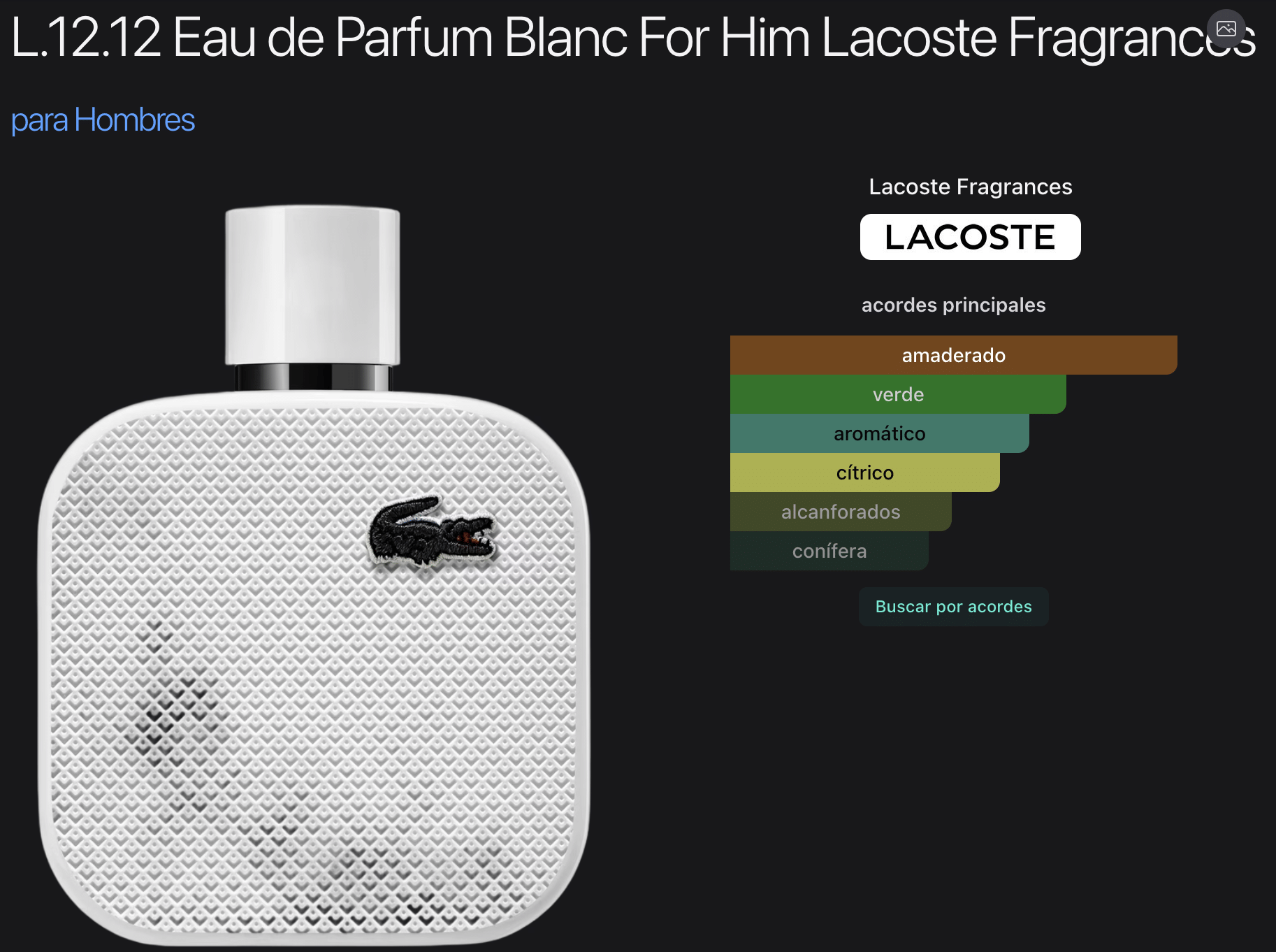 Eau De Blanc By Lacoste 3.3 ounce Eau De Toilette For Men - Imagen 2