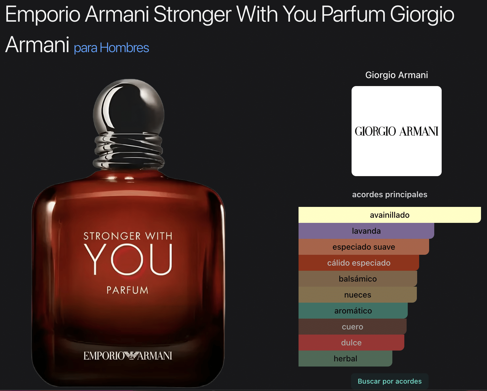 Stronger With You 3.3oz Parfum By Armani for Men - Imagen 2