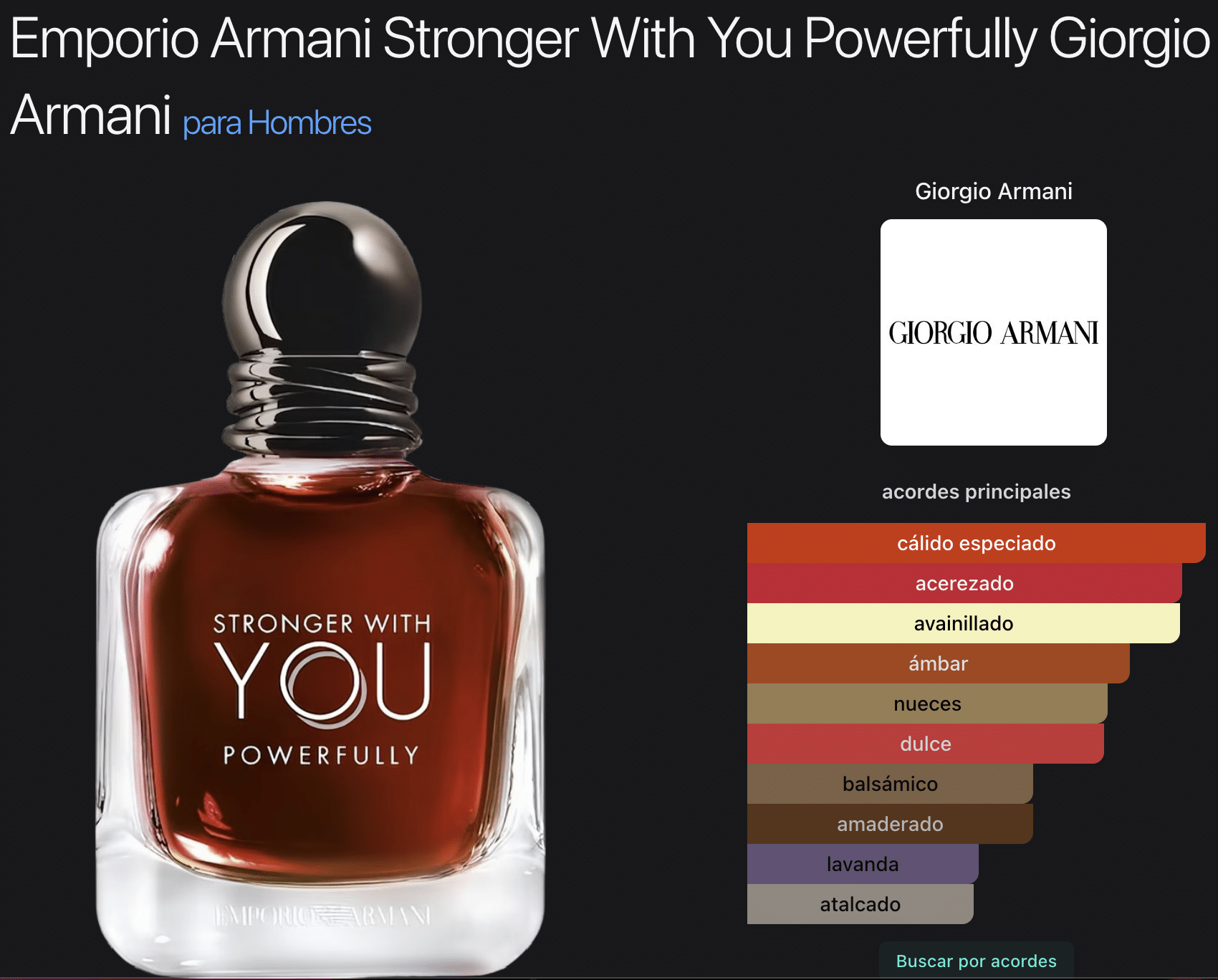 Stronger With You Powerfully 3.4oz Edp By Armani for Men - Imagen 2