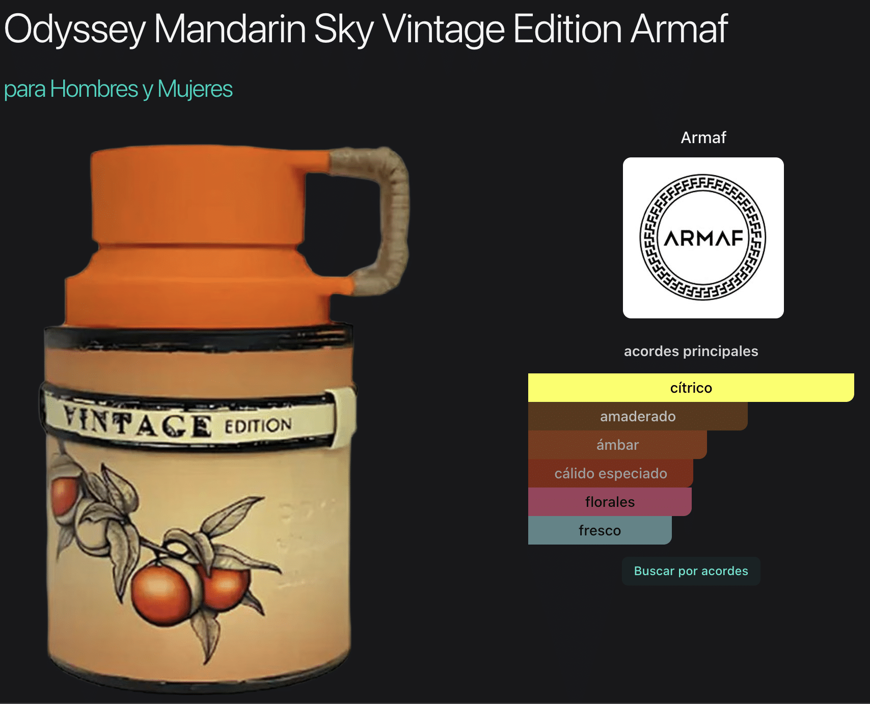 Odyssey Mandarin Sky Vintage 3.4oz EDP by Armaf - Imagen 2