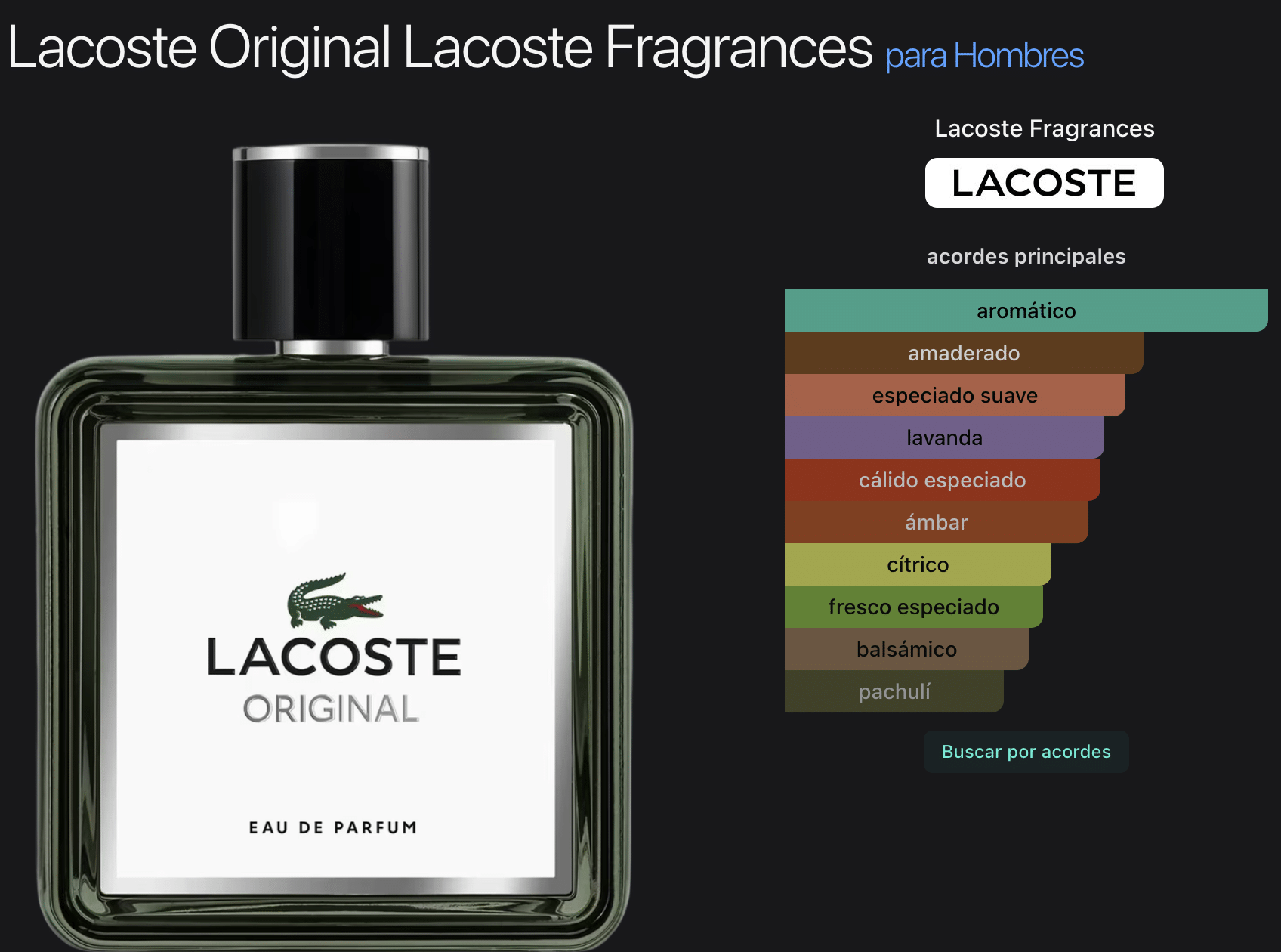 Lacoste Original 3.4oz Parfum for Men - Imagen 2