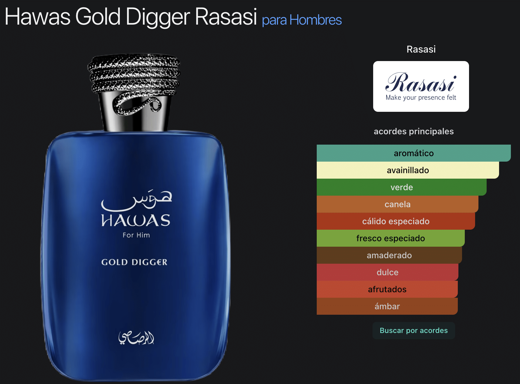 Hawas Gold Digger 3.4oz Edp By Rasasi - Imagen 2